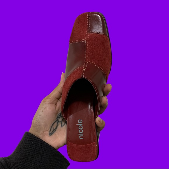 Vintage Y2K Patchwork Square Toe Mules W6 - Picture 2 of 4